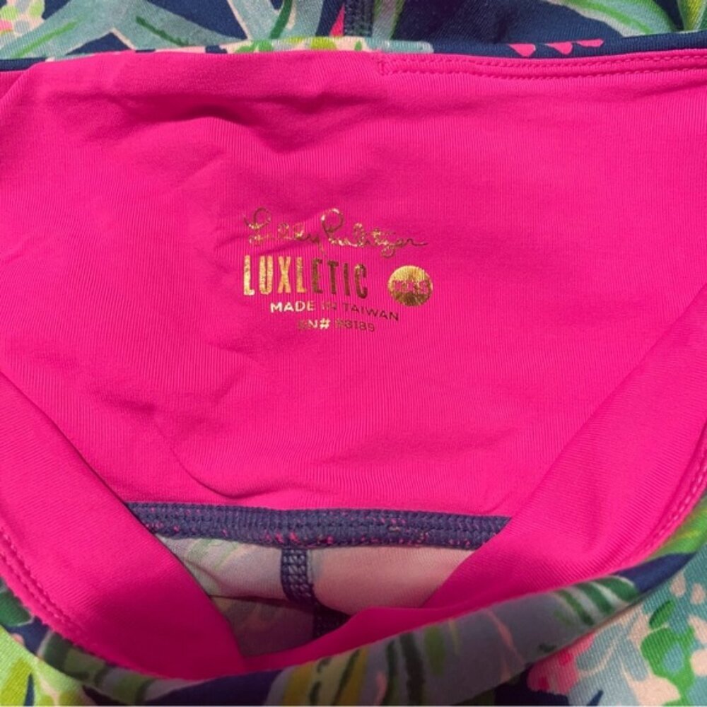 Lilly Pultizer Leggings Women's Size XXS Sweet Escape Teal Pink Crop High-Rise‎ - Picture 6 of 11